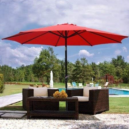 Amazon Com Generic 9ft Red Sunshade Umbrella Metal Pole Outdoor Garden Yard Patio Beach Market Cafe 9 Garden Outdoor