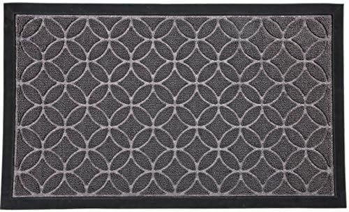 Door mat for Your Entryway, Indoor or Outdoor; Door mats have Non Slip Rubber Backing, Grey Colored Rug With Circle Pattern, 29” x 18”