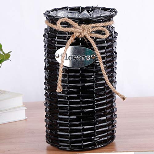 image for MIS1950s Wicker Woven Storage Basket Flower Plants Straw Pots Vase Bag