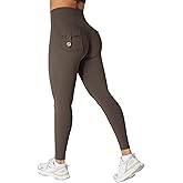 HIGORUN Workout Cargo Leggings with Pockets for Women Hidden Scrunch Butt Lifting Compression Gym Yoga Leggings