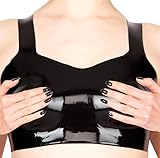 EXLATEX Women's Latex Rubber Bra with nipple holes Costumes (Small, Black)