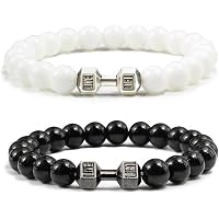 CTDWNT Dumbbell Bracelet For Men - Adjustable Volcanic Lava Stone Bead Bracelet For Gym & Fitness - View #5