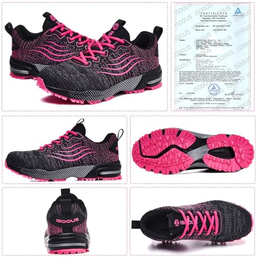ISOOUS Safety Shoes Men Women Comfortable Work Shoes Lightweight with Steel Toe Breathable Anti-puncture