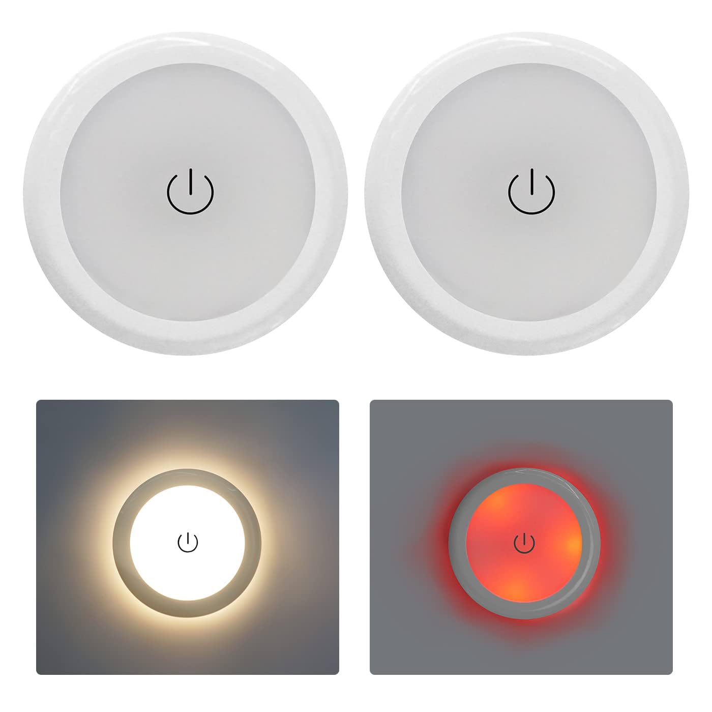 Photo 1 of 2 Pack RV Ceiling Light 3W 12V Dual Color Warm White & Red, LED for RV Interior - Boat Overhead Camper Nightlight, Caravan Van Indoor, Inbuilt Touch Dimmer Switch, D72MM