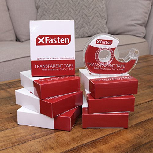 image for XFasten Crystal Clear Transparent Tape with Dispenser, 3/4-Inch x 1000