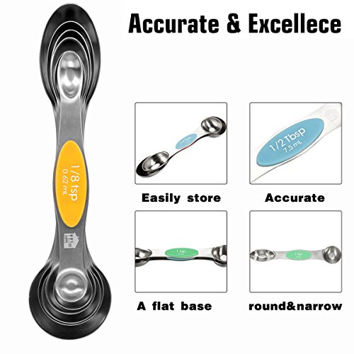 image for Measuring Cups Spoons Set - Wildone Stainless Steel Cups and Magnetic 