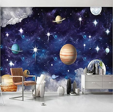 Amazon Mznm カスタム写真壁紙 3d アニメ 宇宙 星 惑星 子供 寝室 背景 壁紙 3d壁画 Yafbcba 壁紙