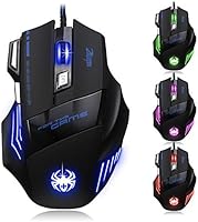[ T80 New Version] DLAND ZELOTES Professional LED Optical 7200 DPI 7 Button USB Wired Gaming Mouse Mice for gamer Adjustable DPI Switch Function 7200DPI/3200DPI/2400 DPI /1600 DPI /1000 DPI For Pro Game Notebook PC Laptop Computer