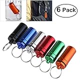 WINOMO 6pcs Waterproof Pill Holder Box Case Bottle Keychain Container Aluminum