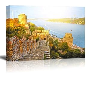 Canvas Prints Wall Art - Beautiful Scenery/Landscape Fortress Rumelihisar. Istanbul, Turkey | Modern Wall Decor/Home Decoration Stretched Gallery Canvas Wrap Giclee Print & Ready to Hang - 12" x 18"