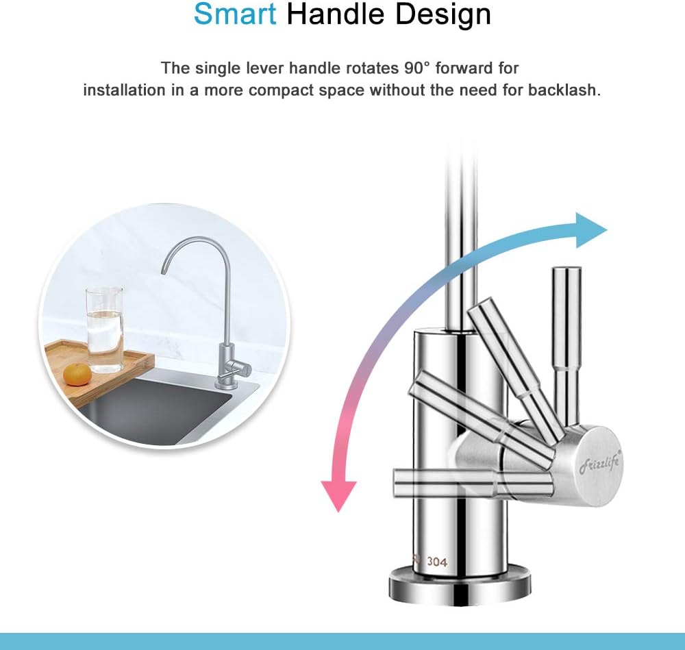 Frizzlife RO Water Filter Faucet- Drinking Water Faucet fits most Reverse Osmosis Water Filtration System-SUS304 Stainless Steel with Brushed Nickel-Lead Free - - 