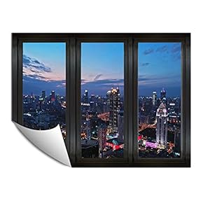 Wall Paper Small Wall Mural City at Night Wall Art Removable Wall Decoration for Bedroom Living Room - 24x32 inches