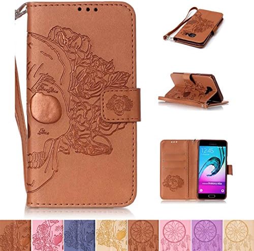 Galaxy A510 2016 Case, Galaxy A5 2016 Case, Firefish [Kickstand] [Card Slots] Dual Layer Shockproof Flip Folio Magnetic Closure with Wrist Strap for Samsung Galaxy A510 2016- Skull-Z