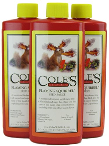 3 Pack Cole's Flaming Squirrel Seed Sauce 8 oz Liquid Squirrel Deterrent FS08