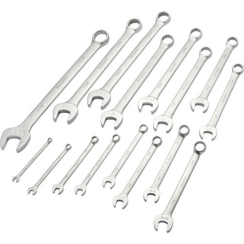 Dynamic Tools D074221 Contractor Series SAE Combination Wrench Set (16 Piece), 1/4" to 1-1/4", Satin Finish