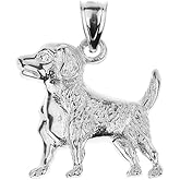 Claddagh Gold Polished 925 Sterling Silver Beagle Dog Charm Pendant