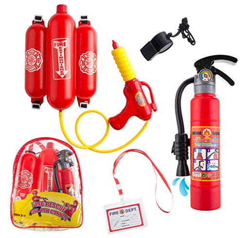 5 Piece Premium Firefighter Water Gun Toy Set. For Outdoors, Pools, Summer.Beach, and Bath.Includes BAG