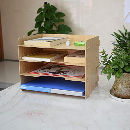 TWOHANDS Letter Tray & Stacking Supports Paper Tray 4 Tier Desk