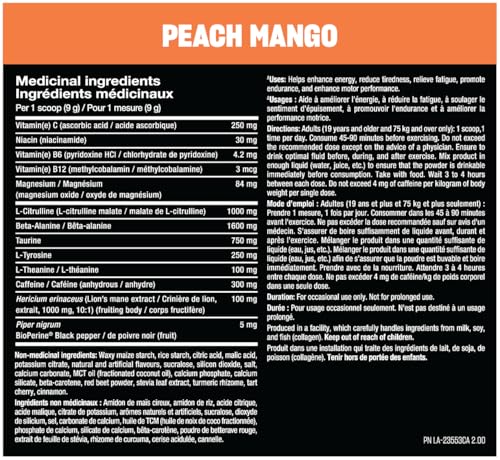 MUTANT MADNESS | Ultra-Concentrated Pre-Workout Supplement | 360mg Caffeine, 4g Pump & Performance Blend, Beta-Alanine, Energy & Focus| 30 serve | 270g | Peach Mango