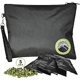 Smell Proof Bag - Odor Proof Bag - Dog Tested Bags 11x9 - E-book - Best Odor Proof Pouch Zipper on top Smell Proof Case for Herbs Coffee Tea Oils 5 Sealed Baggies - Smell Proof Container