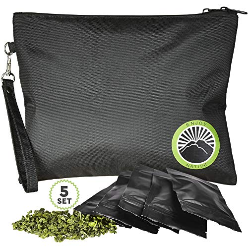 Smell Proof Bag - Odor Proof Bag - Dog Tested Bags 11x9 - E-book - Best Odor Proof Pouch Zipper on top Smell Proof Case for Herbs Coffee Tea Oils 5 Sealed Baggies - Smell Proof Container
