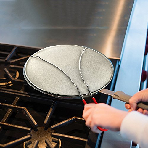 Splatter Screen for Cooking 13" - Silicone Handle - Stops Hot Oil Splash - Protects Skin from Burns - Grease Guard for Frying Pan Keeps Your Kitchen Clean - Heavy Duty Ultra Fine Mesh