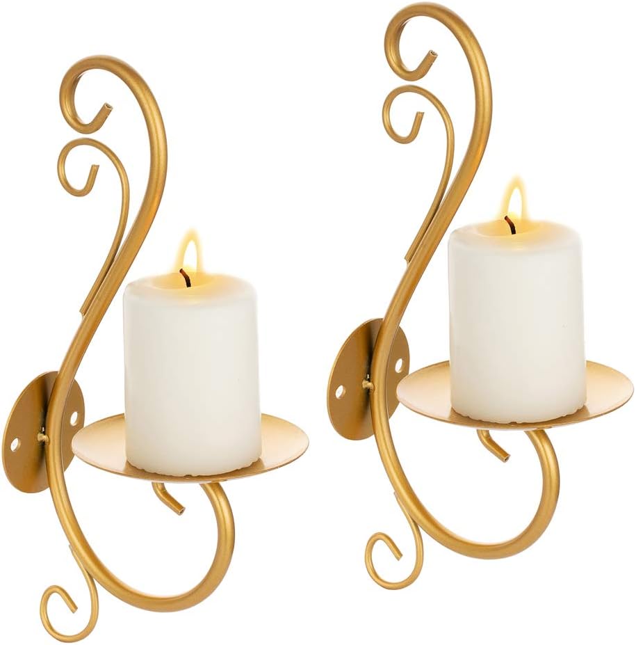 Sziqiqi Wall Candle Sconces Iron Vine Candleholder Wall Art Decoration Home Decoration Tealight Candle Stand Gold: Home & Kitchen