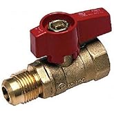 (1) EZ-Fluid 1/2" FIP x 1/2" OD Flare Gas Ball Valve Straight Heavy Duty Brass Shut Off Valve,Quarter Turn for Natural Gas,Pr