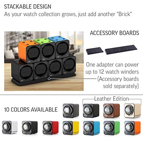 Fancy Brick Stackable Watch Winder for Single Automatic Watch (with AC Adapter) (Orange)