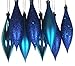 8ct Lavish Blue Shatterproof 4-Finish Finial Drop Christmas Ornaments 5.5"