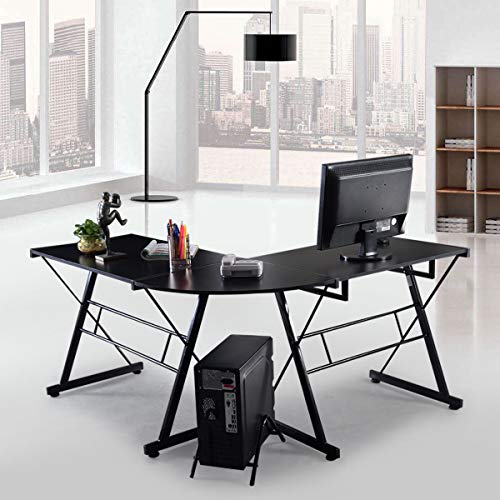 totoshopdesk L-Shape Corner Computer Gaming Desk Workstation Wood Steel Laptop W/CPU Stand - Thumbnail 5