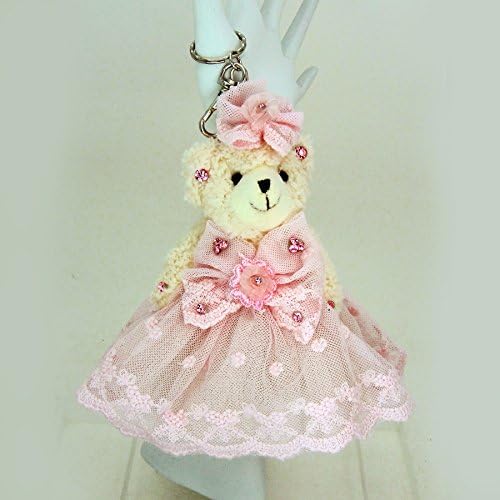 PURL Rhinestones Night Gown Teddy with Oversize Lace Bow Key Chain / Purse Charm