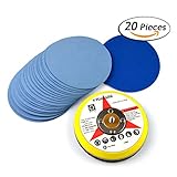 5-Inch 7000 Grit Aluminum Oxide Wet/Dry Hook and Loop Sanding Discs with a 5/16-24 Inch Thread Backing Pad + Soft Sponge Buffering Pad, 20-Pack