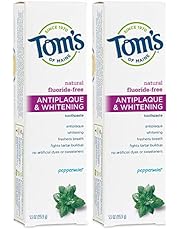 Tom's of Maine Fluoride-Free Antiplaque & Whitening Natural Toothpaste, Peppermint, 5.5 oz. 2-Pack