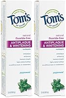Tom's of Maine Fluoride-Free Antiplaque & Whitening Toothpaste, Whitening Toothpaste, Natural Toothpaste, Peppermint,...