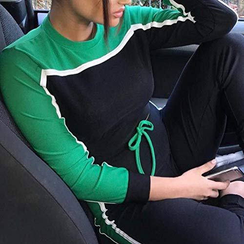 Dreamyth-Winter 2Pcs Women Tracksuit Sweatshirt Pants Sets Sport Long Sleeve Wear Casual Suit (Green, S)
