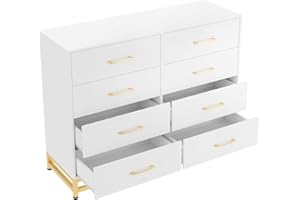 White 8-Drawer Tall Dresser for Bedroom & Closet, Chest of Drawers with Soft‑Close Glides & Anti‑Tip Safety Kit, 36.2” H Spac