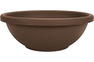 The HC Companies 15.5 Inch Large Garden Bowl Planter - Shallow Plant Pot with Drainage Plug for Indoor Outdoor Flowers, Herbs, Chocolate