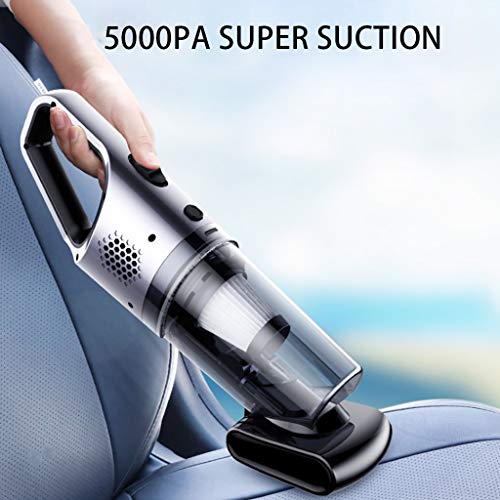 Choosebuy Car Vacuum Cleaner, 120W High Power Handheld Vacuum Cleaner, Wet/Dry Strong Suction 5000PA, Portable Family Car Dual-Use Mini with 16.4FT(5M) Stronger Power Corded Car Vacuum (Gray)