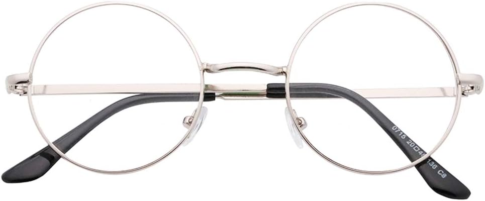 SIPU Retro Round Metal Frame Clear Lens Glasses Non-Prescription Eyewear Women Men