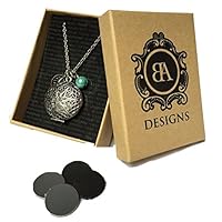 Essential Oil Diffuser Necklace with 4 Leather Discs, Silver Pendant 18 Chain, Young Living Doterra Oils