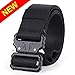 WHIPPY 2019 New Design Tactical Military Webbing Nylon Belt,Webbing Gun Belt in Quick-Release Metal Buckle, black, pants size 32-38 inches