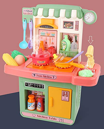 HYISHION Große Spielküche, Kinderküche mit Wasserpumpe Herd Spielzeug Spielküche Zubehör mit Sound Licht Lebensmittel… – Bild 7