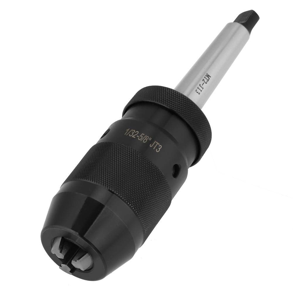 Ausla Keyless Chuck, 1/32" to 5/8" Quick-Release Drill Chuck with MT2-JT3 Taper Arbor 1-16mm Capacity for Lathe Machines Precision Drilling Tools