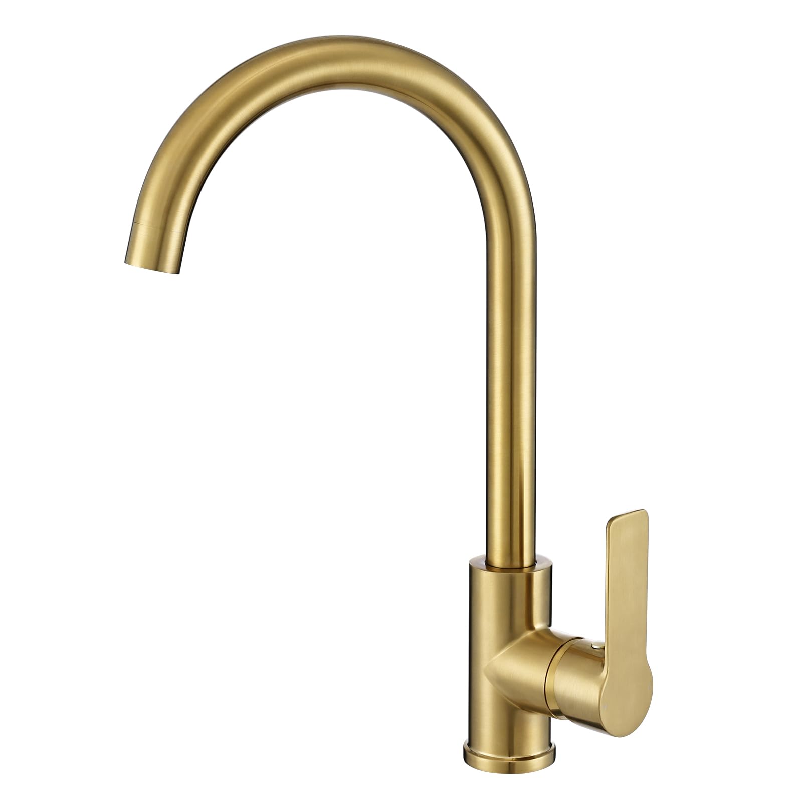 Peppermint Brushed Gold Kitchen Tap Single Lever Monobloc Mixer Tap Kitchen Sink in Gold Sink Mixer Taps 1 Hole Swan Neck 360° Swivel Spout