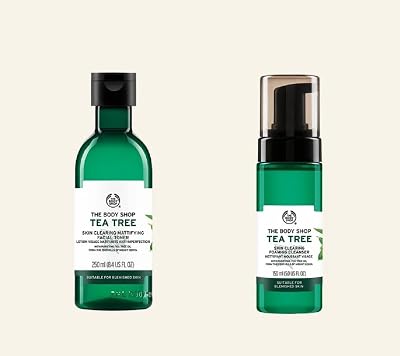 The Body Shop Tea Tree Duo Set Vegan Cleanser 150ml Mattifying Toner 250ml Oily