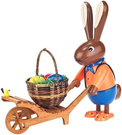 Alexander Taron 224-547 Dregeno Easter Figure-Rabbit Wheelbarrow-11 H x 9.25W x 3.25" D, Brown