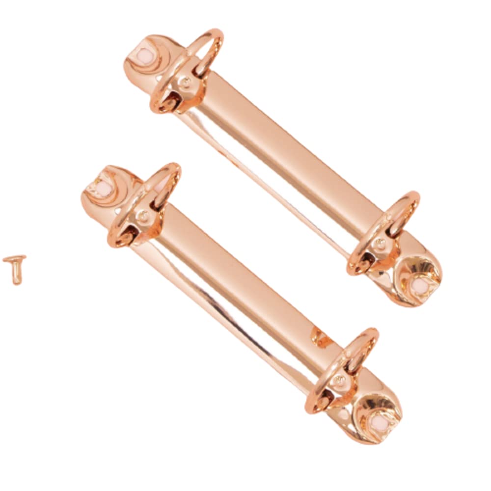 Craftelier - Kit of 2 Mechanisms for 2 Ring Binders | Size Approx. 12.2 cm (4.80") - Ring Diameter 3.17 cm (1.25") - Distance Between Rings 8 cm (4") | Includes 4 Fixing Brads | Rose Gold Colour