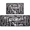 HEBE Anti Fatigue Kitchen Mat Set of 2 Non Slip Thick Cushioned Kitchen Rug Sets with Runner 17″x48″+17″x28″ Heavy Duty Comfort Standing Mats Waterproof Kitchen Carpet