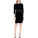 American Living Womens Ruffled Sheath Dress, Black, 8
